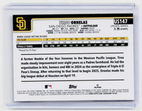 2025 Topps Update Series US147 Tirso Ornelas RC Pink Foil San Diego Padres - back