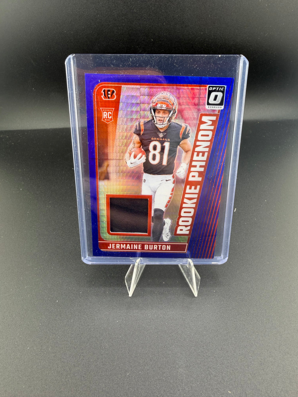 2024 Panini Donruss Optic Rookie Phenom Blue Jersey Jermaine Burton RPB-JBN - front
