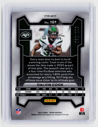 2023 Panini Prizm Football Dalvin Cook Purple Shock #191 New York Jets - back