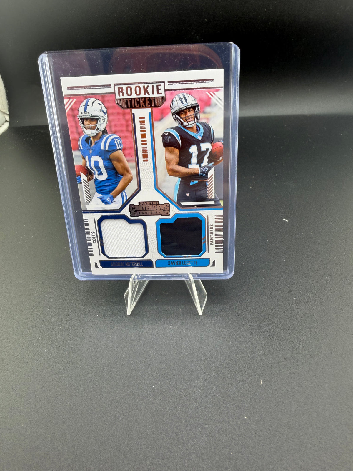2024 Panini Contenders Rookie Ticket Dual Swatch Adonai Mitchell Xavier Legette DS-6 - front