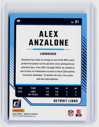 2024 Panini Donruss Football Alex Anzalone Press Proof Gold /50 - back