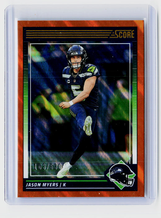 2024 Panini Score Football Jason Myers Orange #259 /630 Seahawks - front