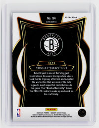 2024-25 Panini Select Basketball Youngxi "Jacky" Cui Rookie RC #94 Brooklyn Nets - back