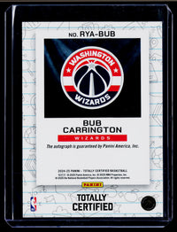 2024-25 Panini Totally Certified Rookie Yearbook Autographs Bub Carrington #RYA-BUB - back