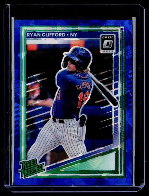 2025 Panini Donruss Rated Prospect Ryan Clifford #198 Blue Cracked Ice Prizm /15 - front