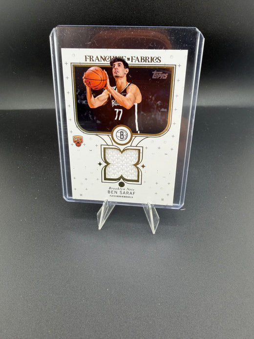 2025 Topps Franchise Fabrics Ben Saraf Brooklyn Nets Rookie Player-Worn Memorabilia Card FF-BS - front