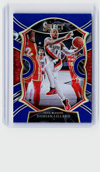 2020-21 Panini Select Basketball Damian Lillard Blue Prizm Concourse #24 - front