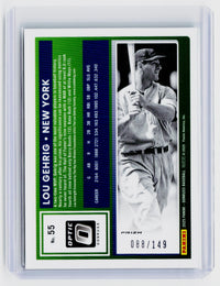 2025 Panini Donruss Optic Baseball Lou Gehrig #55 Lime Green Prizm /149 - back