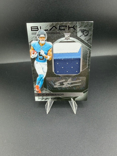 2025 Panini Black Rookie Patch Autographs Elic Ayomanor RC Auto Patch #RKPA-EAR - front
