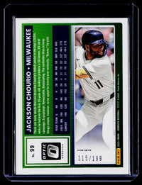2025 Panini Donruss Optic Baseball Jackson Chourio Orange /199 #99 - back