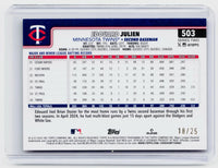 2025 Topps Series 2 Edouard Julien Red Foil #503 /25 Minnesota Twins - back