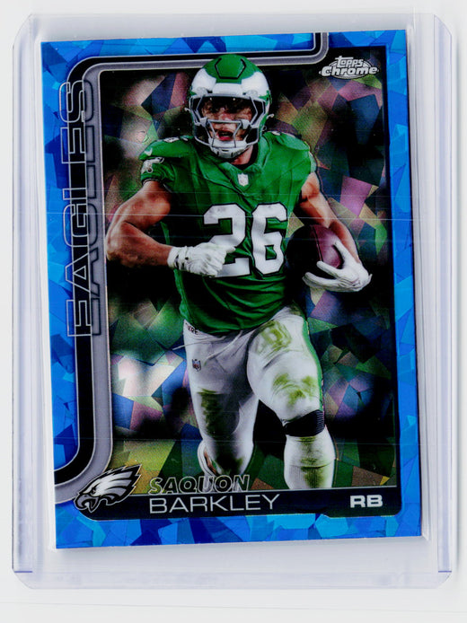 2025 Topps Chrome Saquon Barkley Blue Refractor #248 Philadelphia Eagles - front