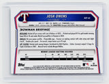 2025 Bowman Chrome Josh Owens Prospects Mojo Refractor #BCP-62 Texas Rangers - back