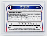 2025 Bowman Chrome Josh Owens Prospects Mojo Refractor #BCP-62 Texas Rangers - back