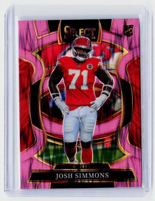 2025 Panini Select Football Josh Simmons Pink Prizm Rookie Card #8 Kansas City Chiefs - front