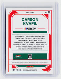 2026 Panini Donruss Racing Carson Kvapil Red Prizm #89 /199 - back