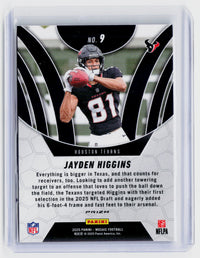 2025 Panini Mosaic Football Jayden Higgins Rookie Card #9 Houston Texans - back