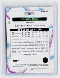 2023-24 Topps Chrome Basketball Gradey Dick RC Refractor #162 Toronto Raptors - back