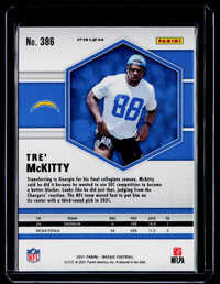 2021 Panini Mosaic Football Tre' McKitty RC #386 Los Angeles Chargers - back