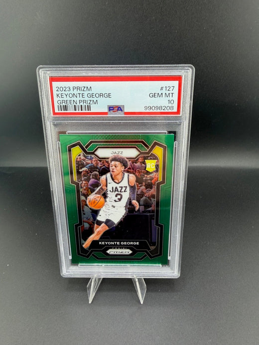 2023-24 Panini Prizm Green Prizm Keyonte George RC #127 PSA 10 Utah Jazz - front
