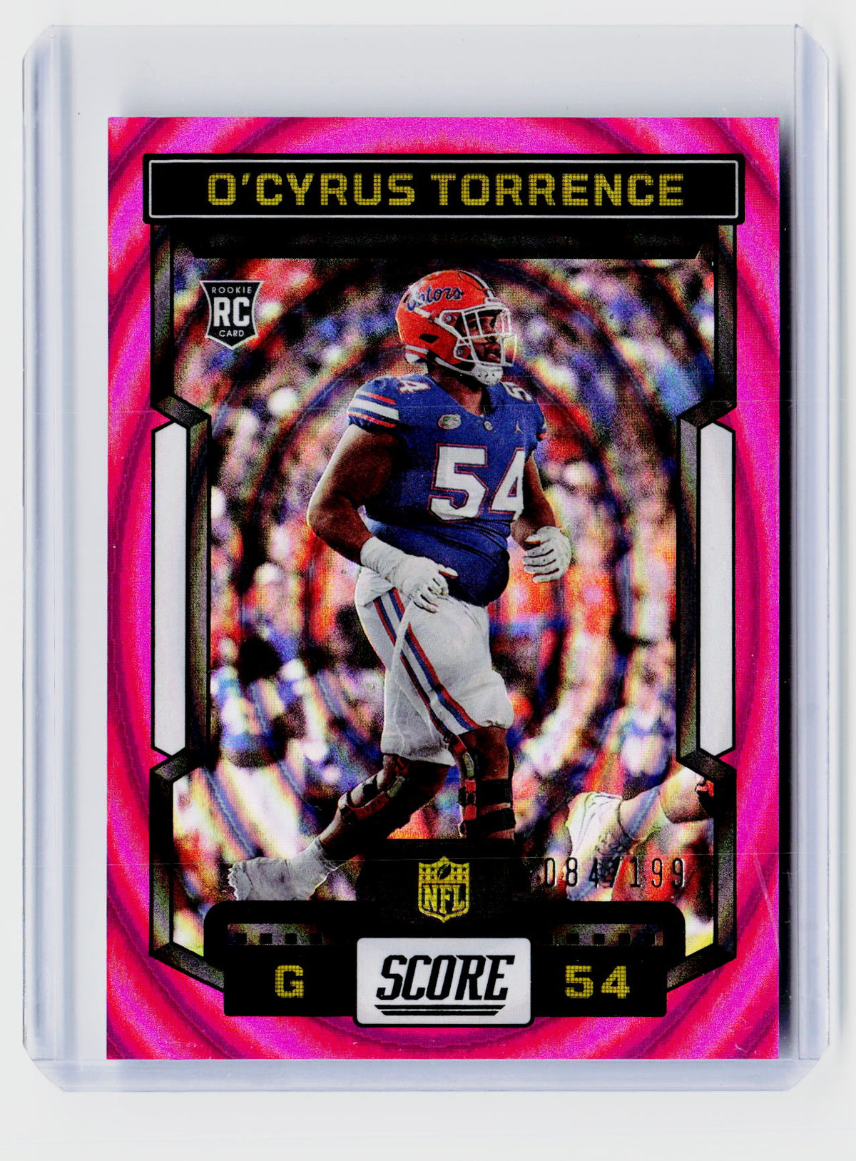 2023 Panini Score Football O'Cyrus Torrence Pink Rookie #398 /199 - front