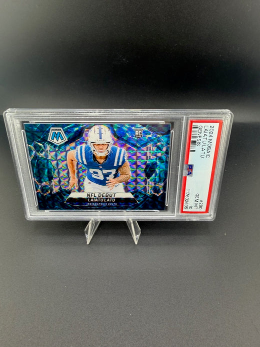 2024 Panini Mosaic NFL Debut Genesis Laiatu Latu RC #290 PSA 10 Colts - front