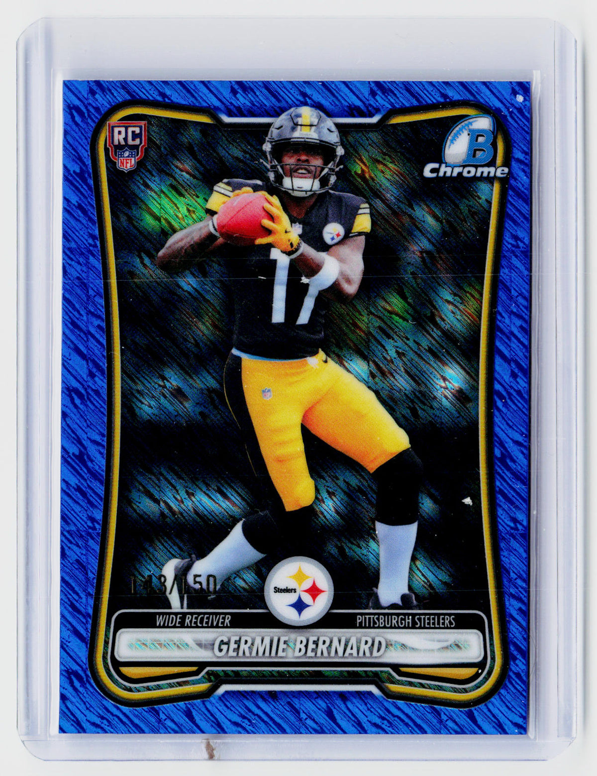 2026 Topps Bowman Chrome Germie Bernard Blue Refractor Rookie Card #BCV-124 /150 - front