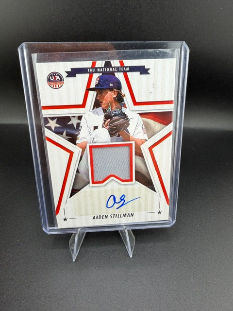 2025 Panini Stars & Stripes USA Baseball - Stars and Stripes Signature Materials #SSM-AS Aiden Stillman - front