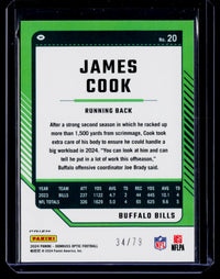 2024 Panini Donruss Optic James Cook Orange Scope #20 34/79 Buffalo Bills - back