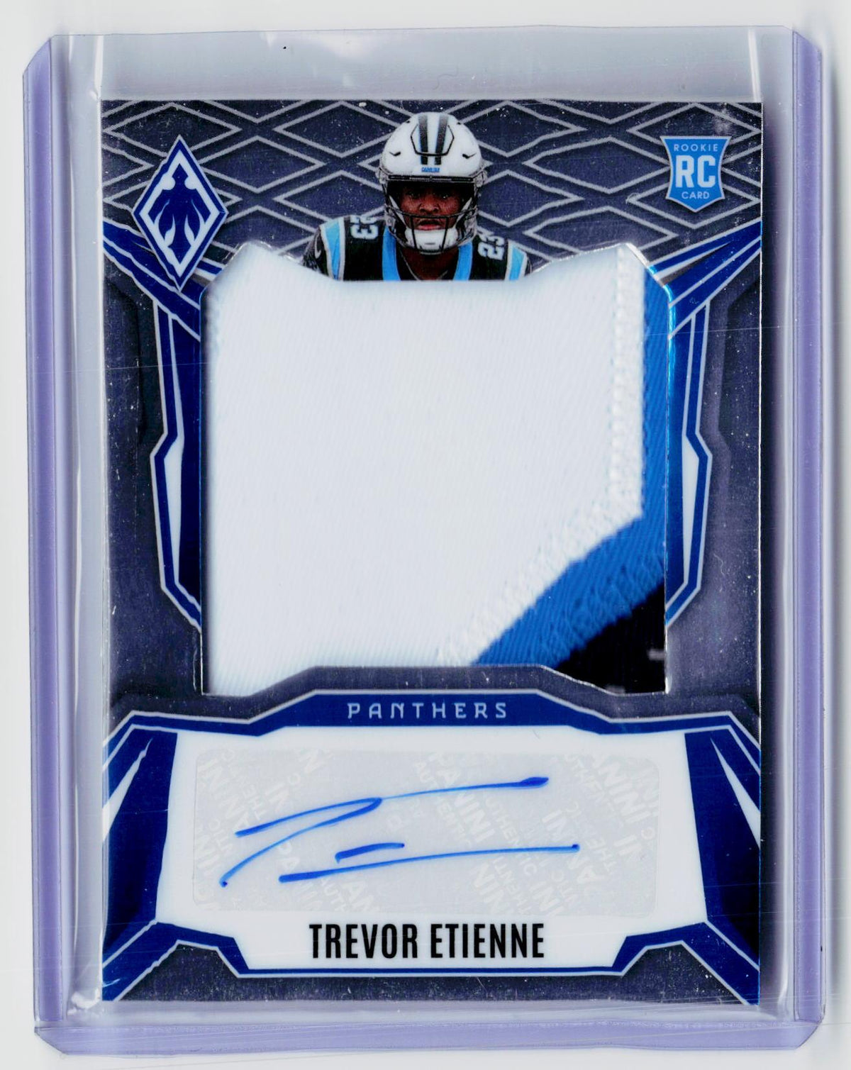 2025 Panini Phoenix Trevor Etienne Rookie Patch Autograph RC /199 Panthers - front