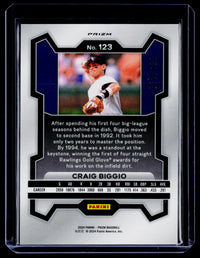 2024 Panini Prizm Baseball Craig Biggio #123 Base Prizm Snakeskin - back