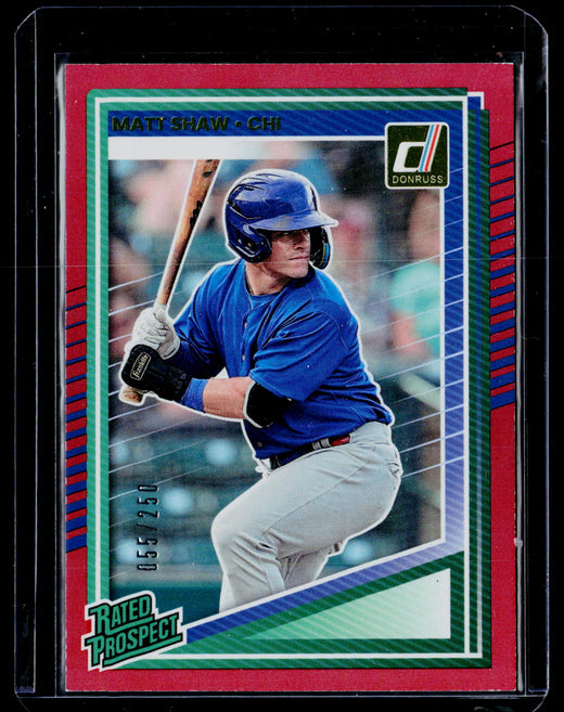 2025 Panini Donruss Baseball Rated Prospect Matt Shaw #143 /250 - front
