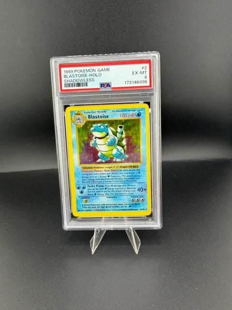 1999 Wizards Pokémon Base Set Blastoise-Holo #2 Shadowless PSA EX-MT 6 - front