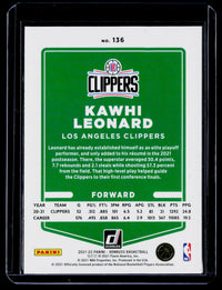 2021-22 Panini Donruss Basketball Kawhi Leonard #136 Base - back