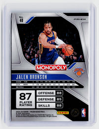 2024-25 Panini Prizm Basketball Monopoly #40 Jalen Brunson New York Knicks - back
