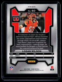 2023 Panini Prizm Football Logan Wilson #60 Cincinnati Bengals - back
