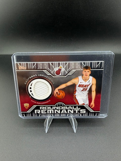 2024-25 Topps Rookie Remnants Kasparas Jakucionis RRR-KJ Miami Heat Rookie Memorabilia Card - front