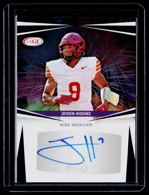 2025 SAGE Autograph Jayden Higgins Autograph #A-JH5 - front