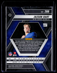 2025 Panini Mosaic Football Jaxson Dart Rookie Card #288 New York Giants - back