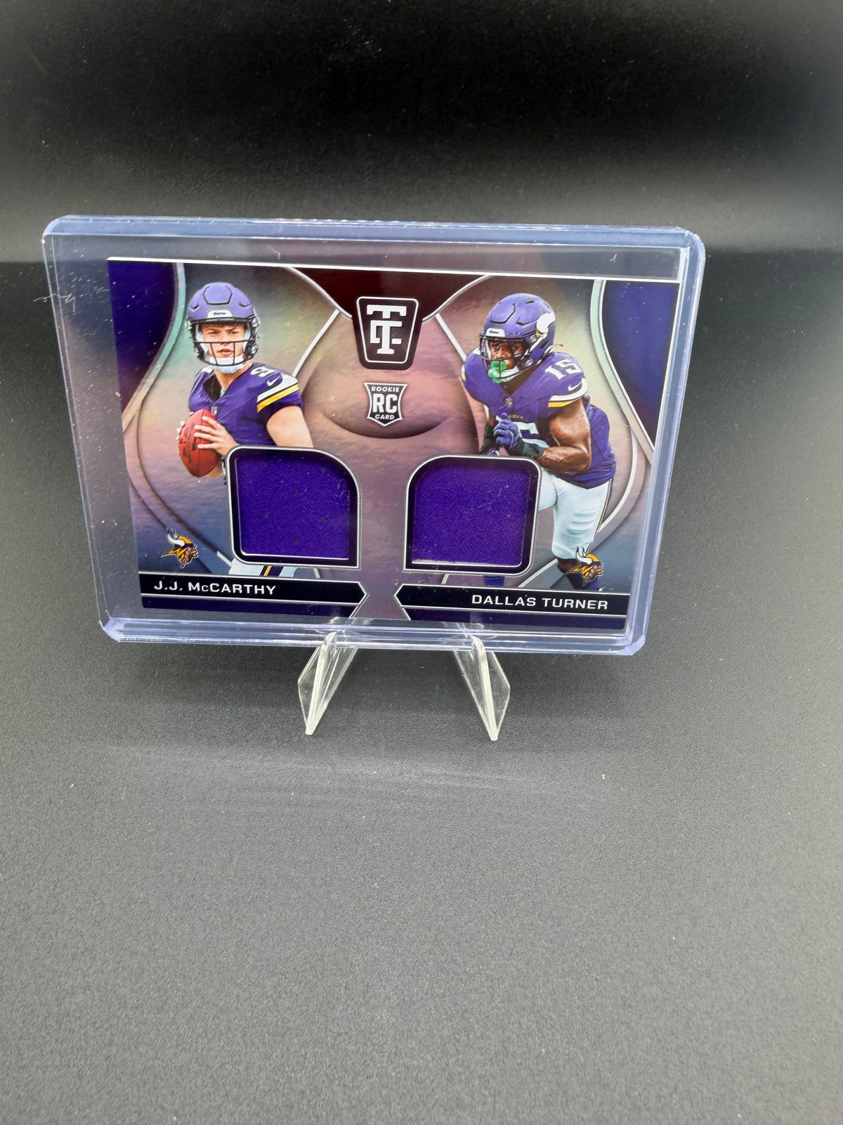 2024 Panini Totally Certified Rookie Dual Swatches J.J. McCarthy / Dallas Turner RDS-MN - front