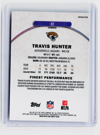 2025 Topps Finest Football Travis Hunter RC #22 Refractor Jacksonville Jaguars - back