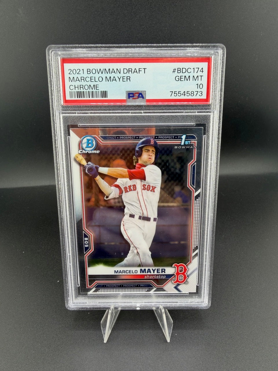 2021 Bowman Draft Chrome Marcelo Mayer #BDC174 PSA 10 Red Sox - front