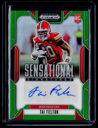 2025 Panini Prizm Draft Picks Sensational Signatures Tai Felton SS-TFN Green Prizm Rookie Auto - front