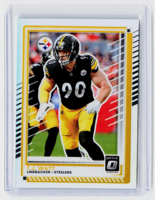 2025 Panini Donruss Optic Yellow T.J. Watt #100 Pittsburgh Steelers - front