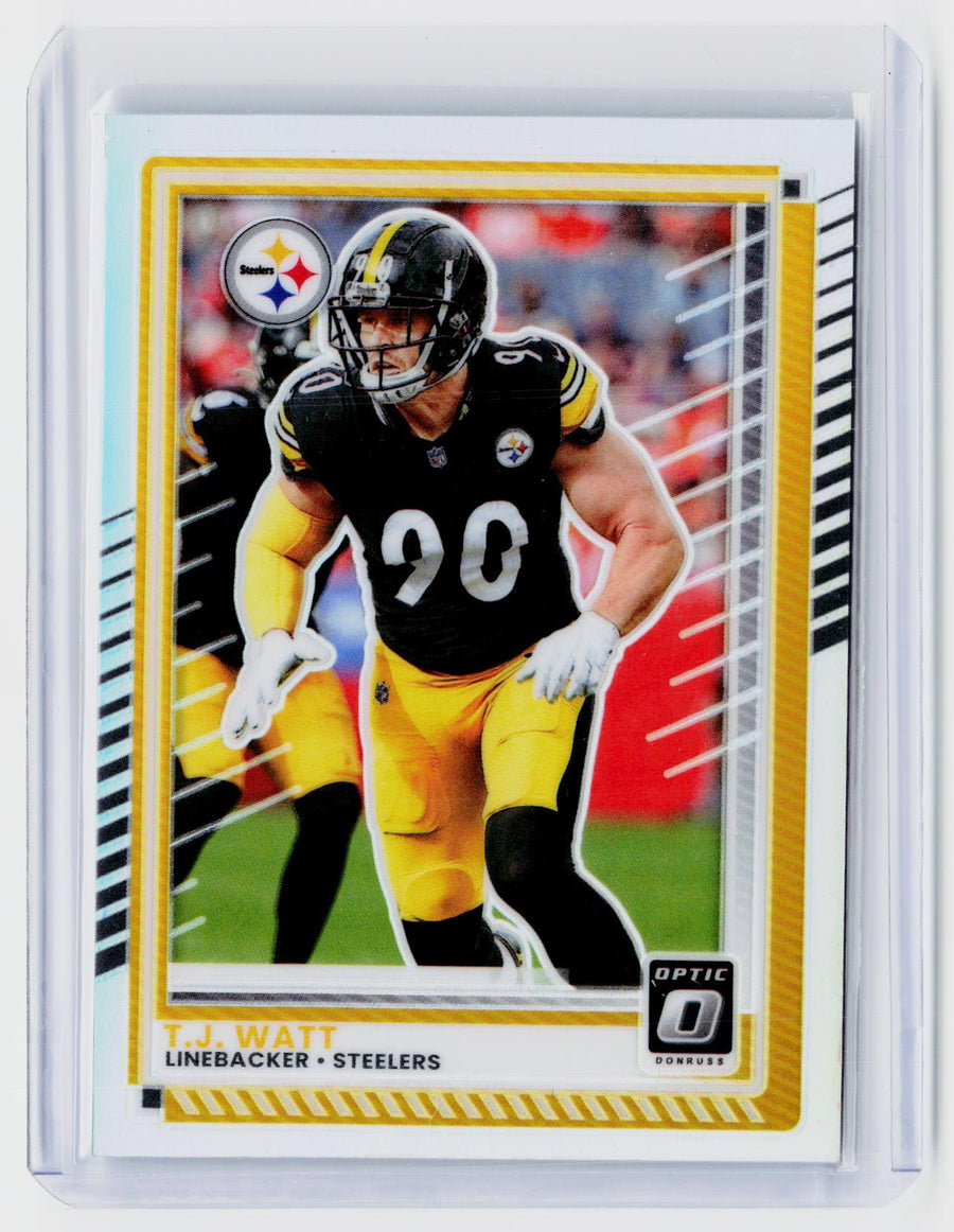 2025 Panini Donruss Optic Yellow T.J. Watt #100 Pittsburgh Steelers - front
