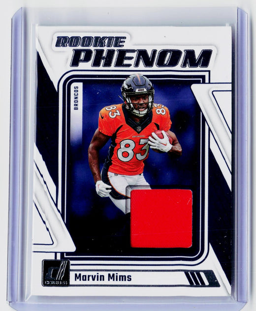 2023 Panini Donruss Rookie Phenom Marvin Mims Jr. Denver Broncos Memorabilia Card RPJ-MMIM - front