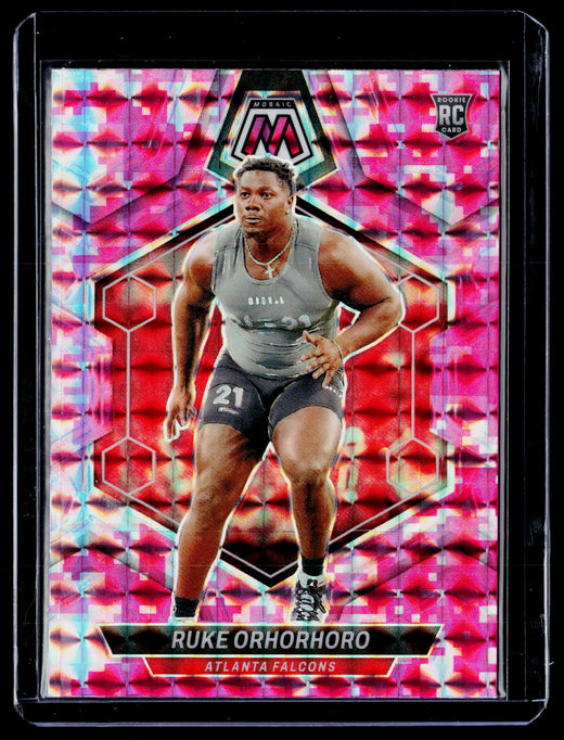 2024 Panini Mosaic Football Ruke Orhorhoro Camo Pink Mosaic Rookie #335 - front