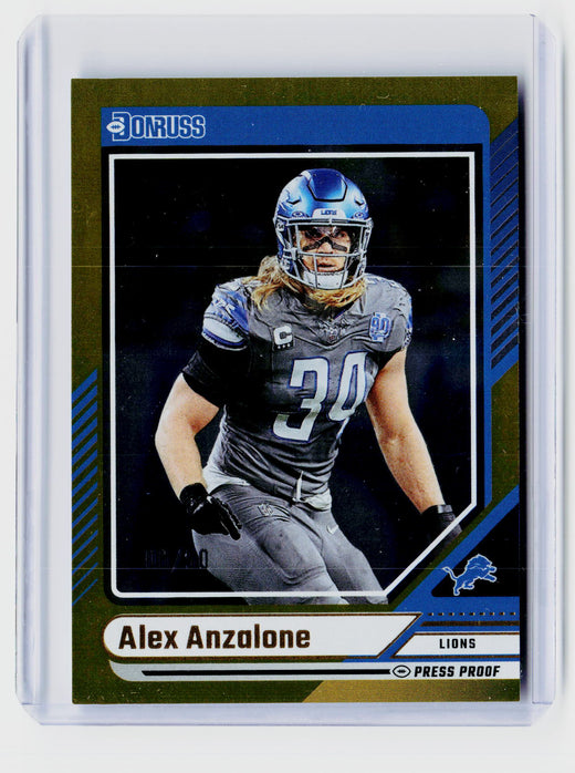 2024 Panini Donruss Football Alex Anzalone Press Proof Gold /50 - front