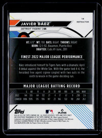 2022 Topps Finest Refractor #14 Javier Baez Detroit Tigers - back