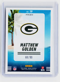 2025 Panini Mosaic Football Matthew Golden Blue Mosaic Rookie Card #19 /99 - back